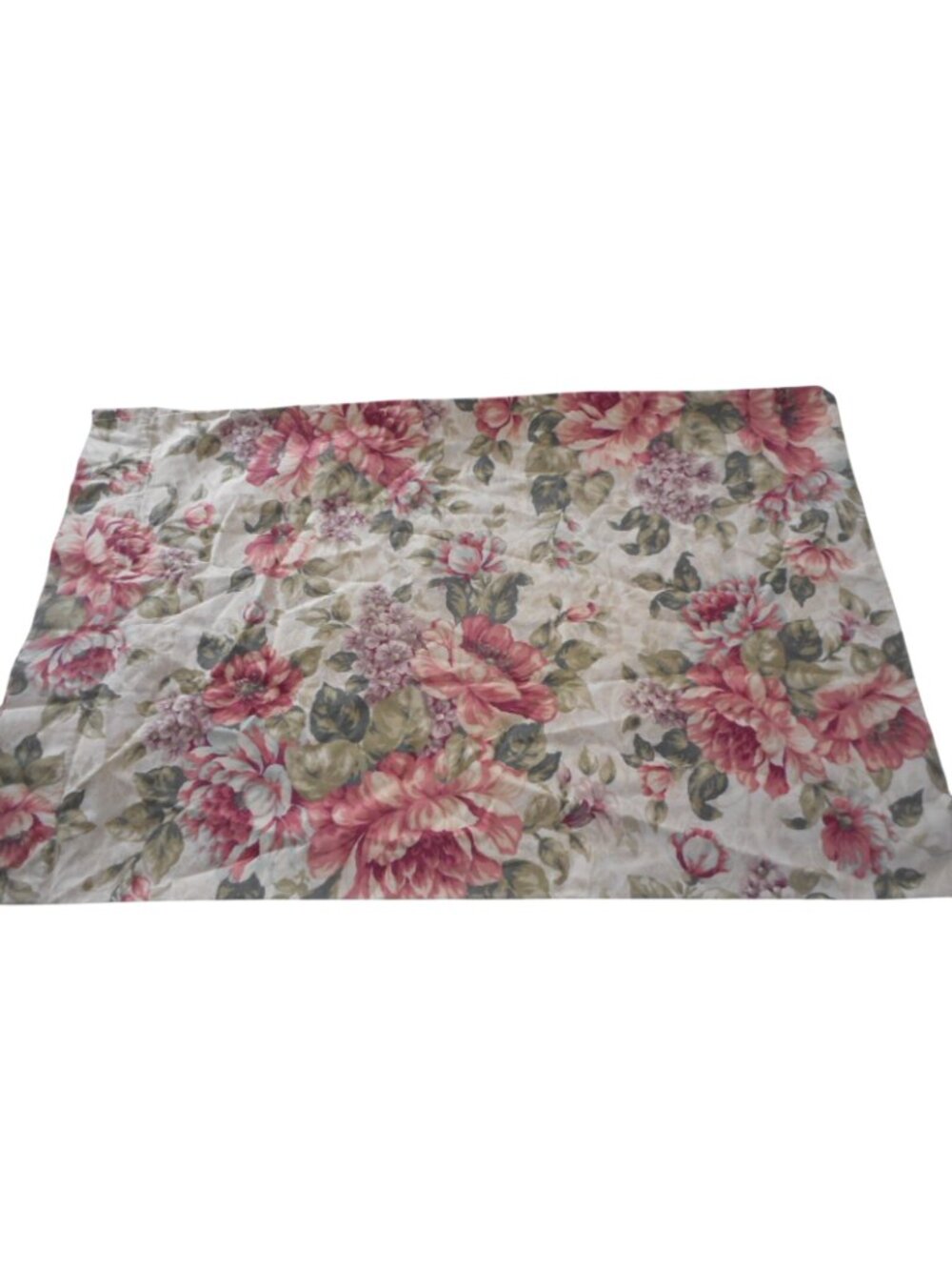 Vintage Dan River beige green dark pink Floral Standard Pillowcase - Picture 2 of 5